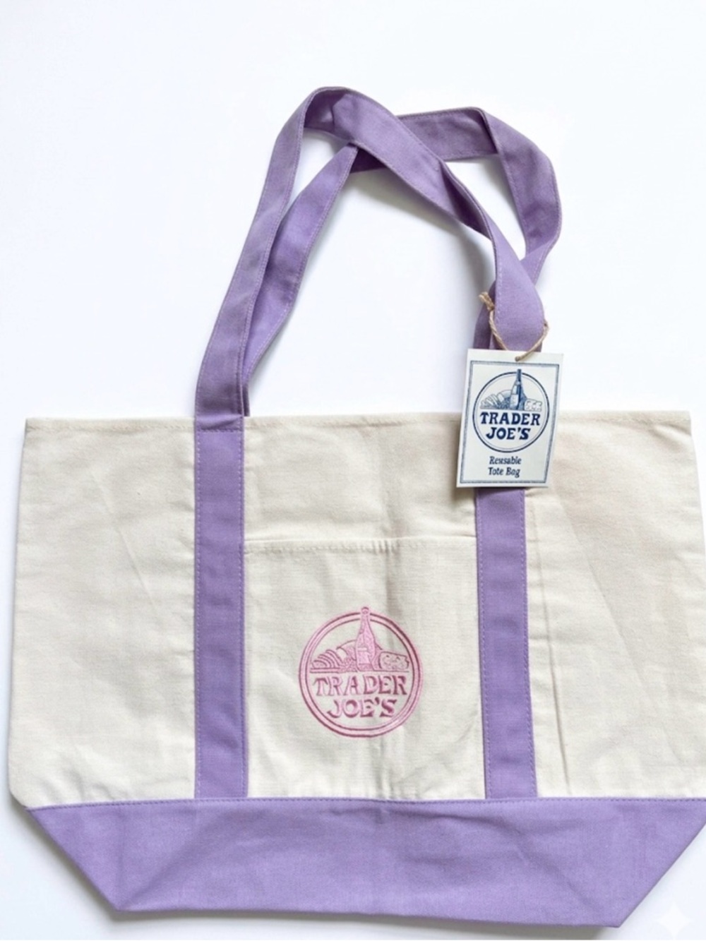 Trader Joe’s LARGE Lavender Canvas Tote Bag
